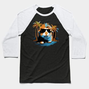 Retro Wave Brown Coronet Guinea Pig Baseball T-Shirt